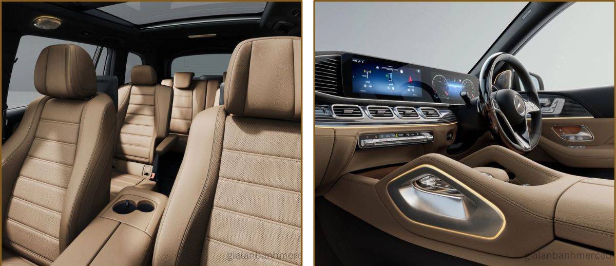 Cận cảnh mặt ca-lăng,nội thất với da Nappa và màn hình kỹ thuật số hiện đại xe Mercedes GLS 450 Facelift