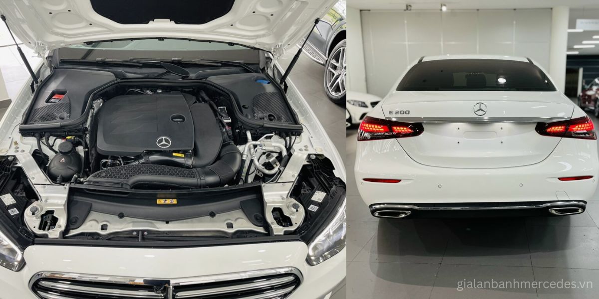 Hình ảnh đôngj cơ & phía sau đuôi xe E200