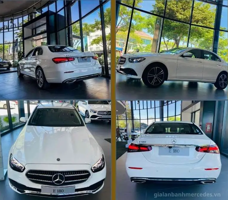 Mercedes-Benz E180 màu trắng tổng quan