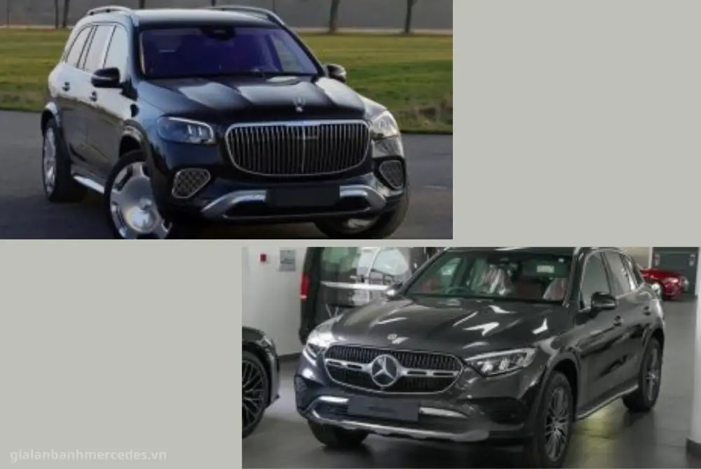 So sánh kích thước Mercedes GLS và Mercedes GLC khi đỗ song song