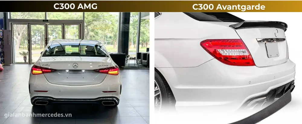 So sánh đuôi xe Mercedes C300 AMG và Avantgarde